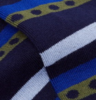 Paul Smith - Striped Polka-Dot Stretch Cotton-Blend Socks - Men - Navy