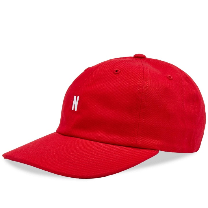 Photo: Norse Projects Men's Twill Sports Cap in Holmen Red