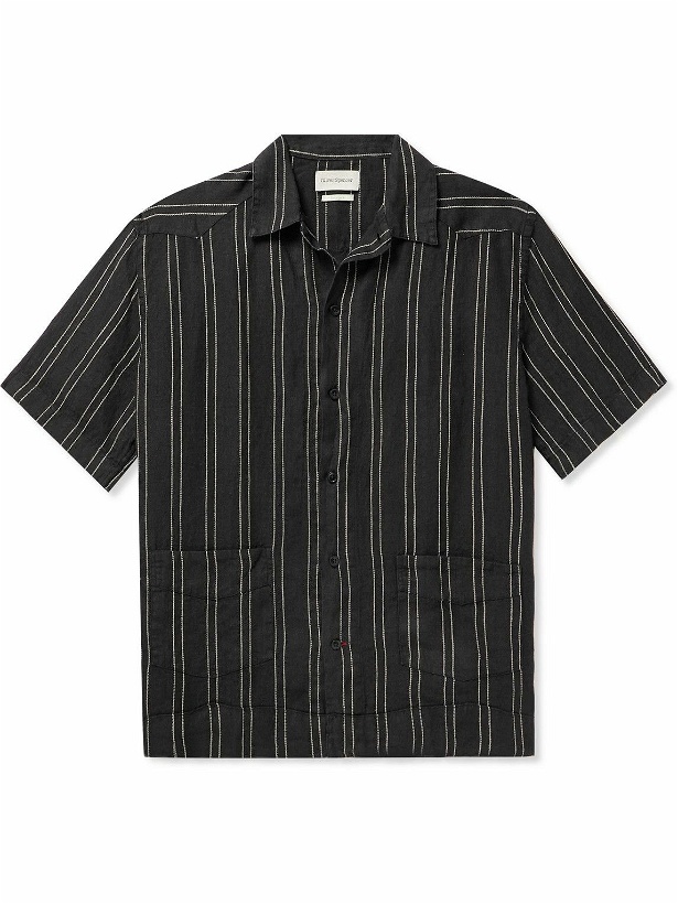 Photo: Oliver Spencer - Camp-Collar Striped Linen Shirt - Black