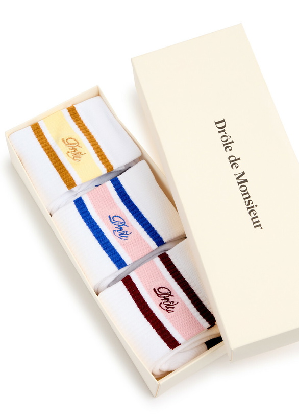 Photo: DRÔLE DE Monsieur La Chaussette Drôle Rayée Cotton-blend Socks - set of Three - Multicoloured 1 - One Size