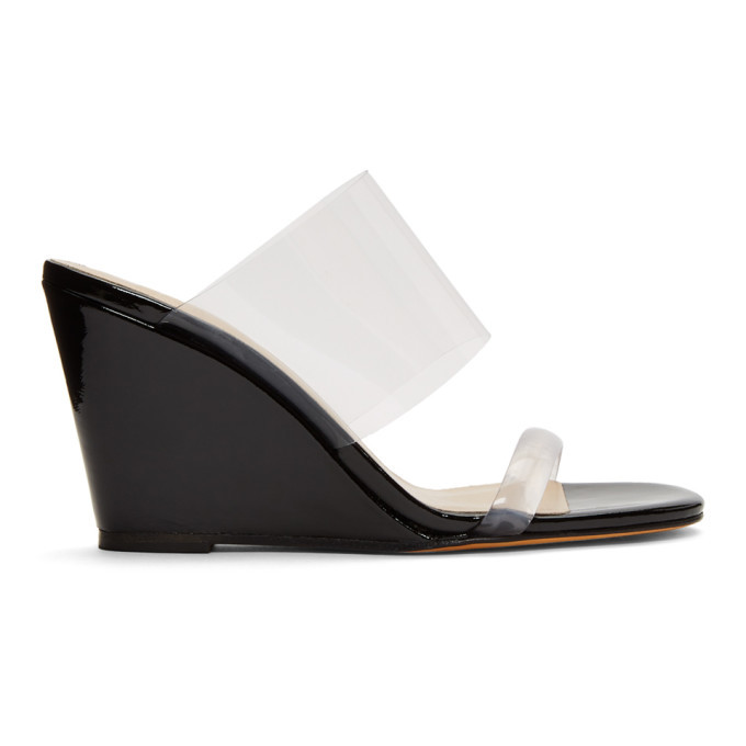 Maryam Nassir Zadeh Black Patent Olympia Wedge Sandals Maryam