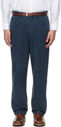 Barbour Navy Cotton Linen Relaxed Trousers