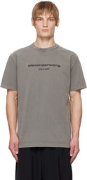 Alexander Wang Gray Glitter Puff Logo T-shirt