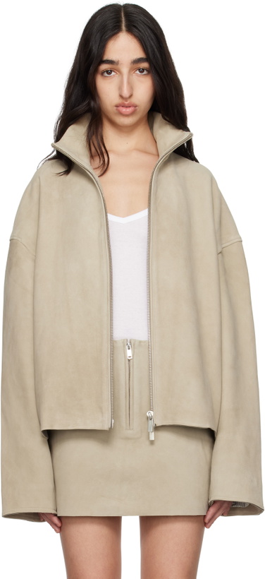 Photo: REMAIN Birger Christensen Beige Bonded Leather Jacket