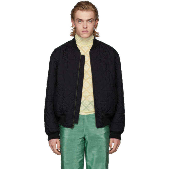 Ann Demeulemeester Reversible Black Wool Quilted Bomber Jacket Ann