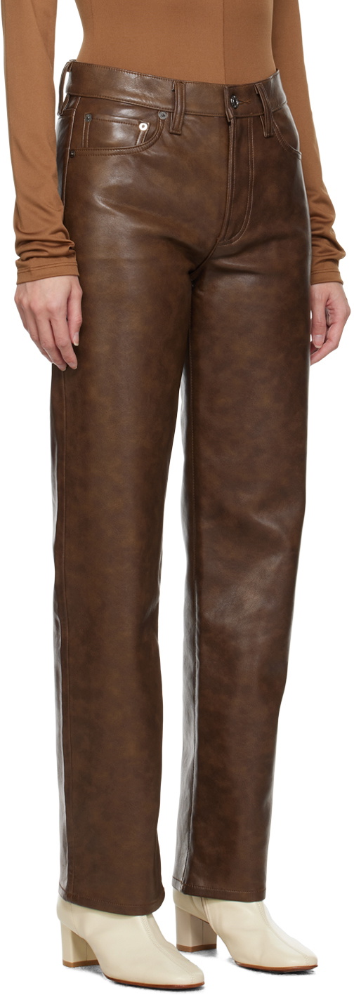 AGOLDE Brown Sloane Leather Pants