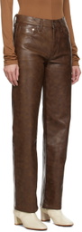AGOLDE Brown Sloane Leather Pants