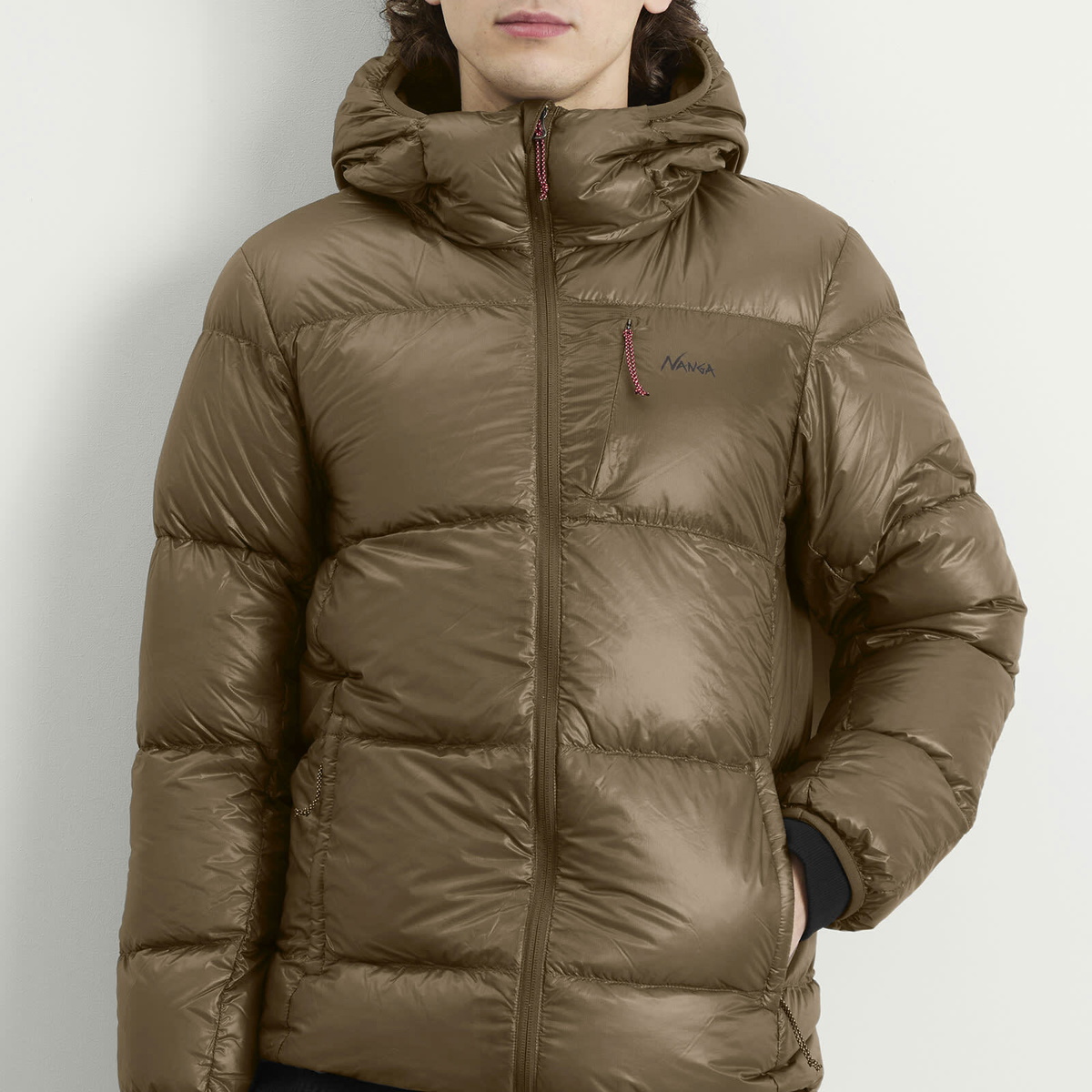 NANGA Men's Mountain Lodge Down Hooded Jacket in Mocha