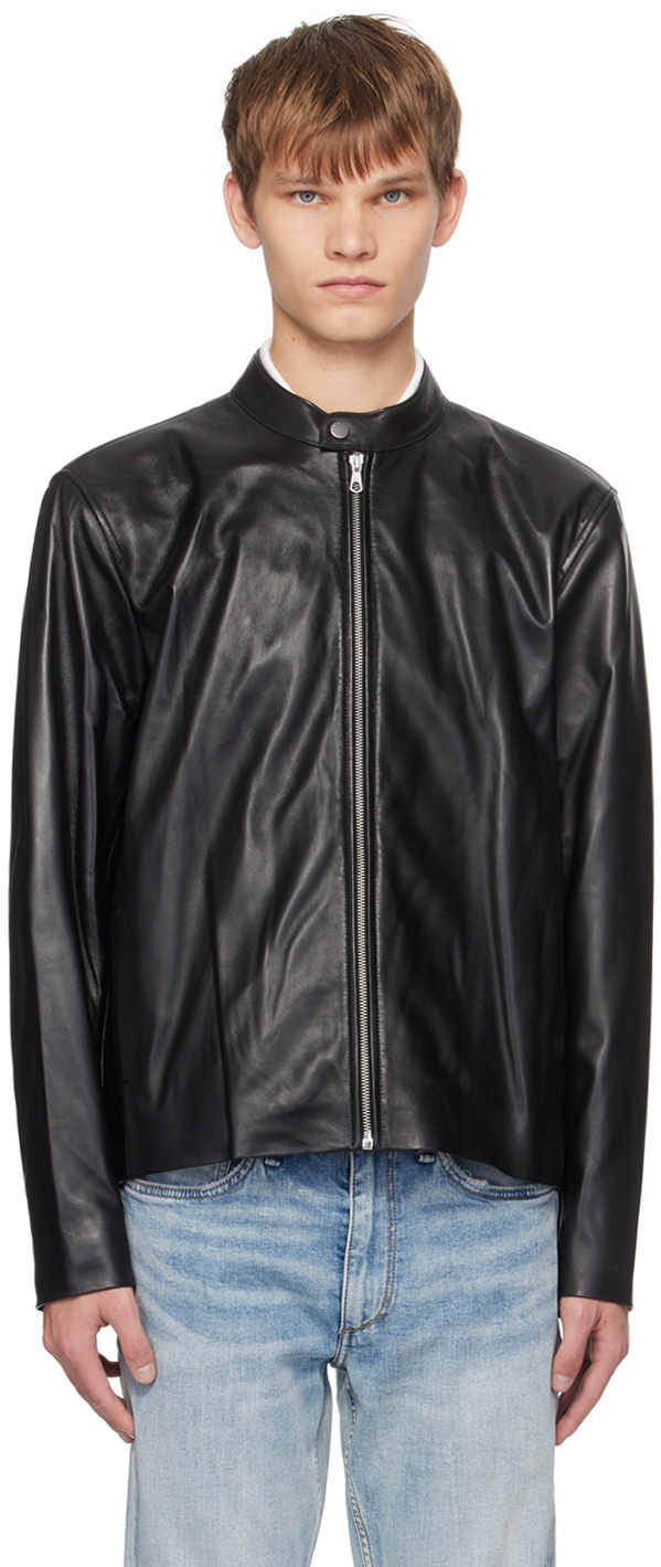 rag & bone Black Archive Café Racer Leather Jacket Rag and Bone