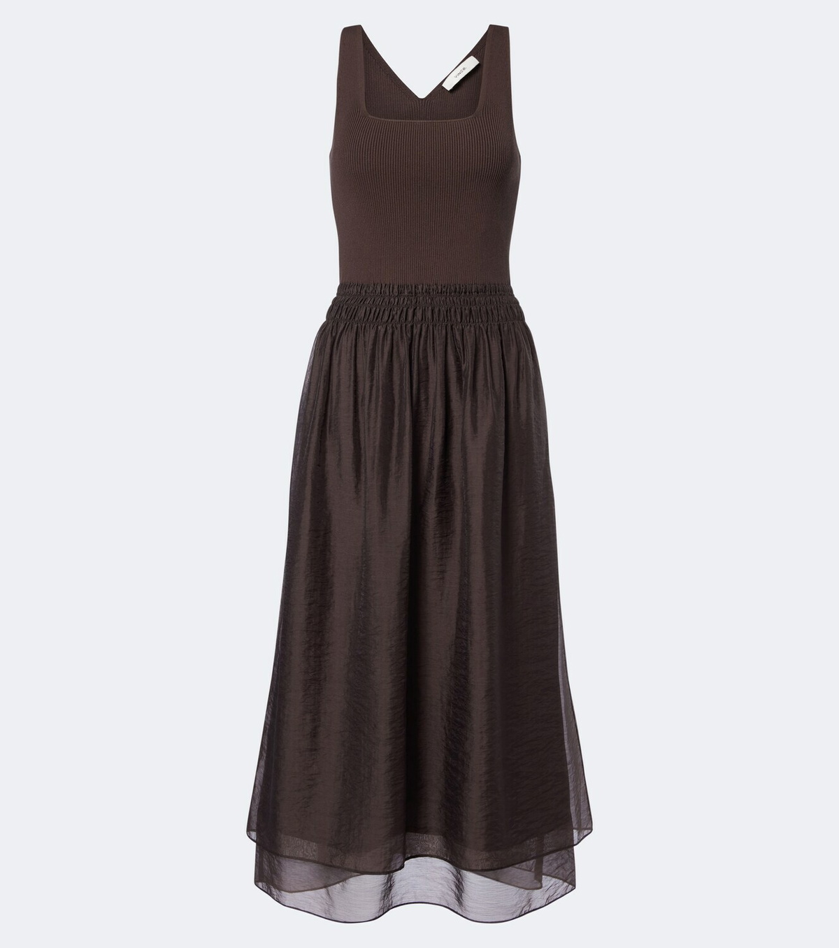 Vince Shirred rIbbed-knit midi dress