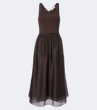 Vince Shirred rIbbed-knit midi dress