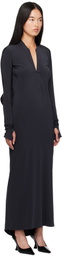 JOHANNA PARV Black Draped Back Midi Dress