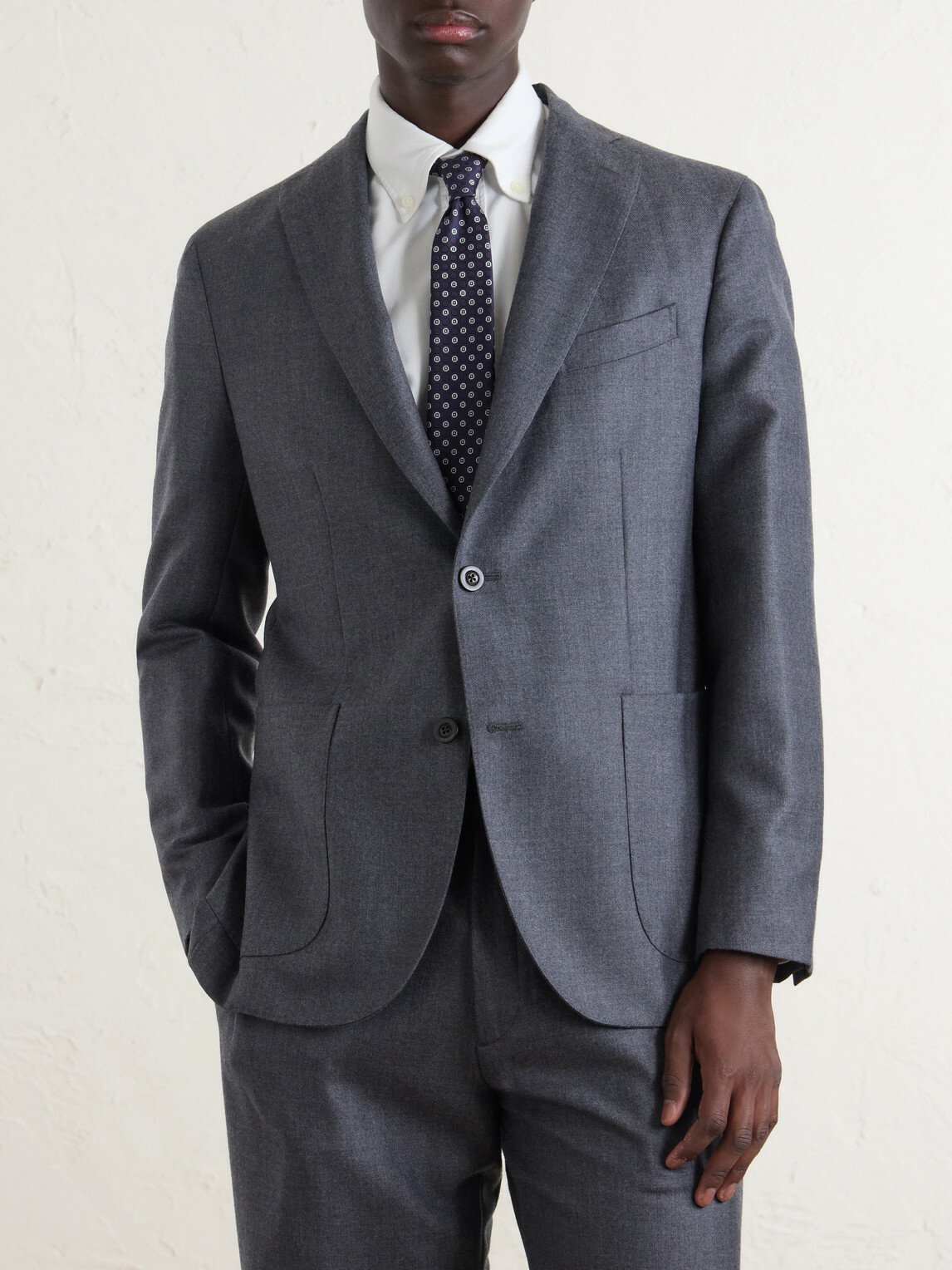 Boglioli - Double-Breasted Herringbone Virgin Wool Suit Jacket - Gray