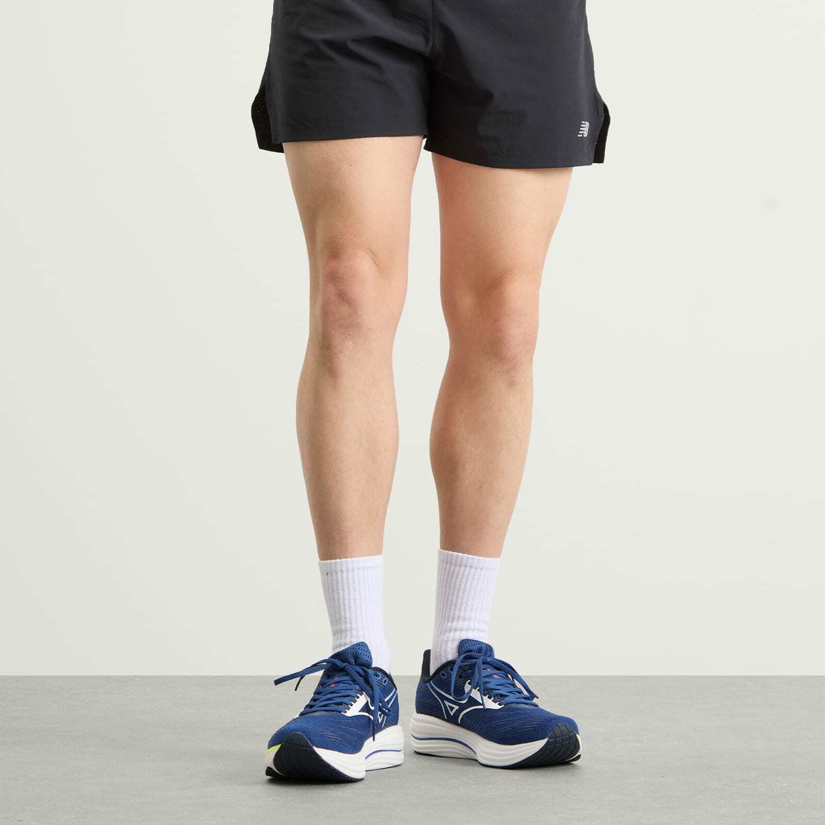 Mizuno Men's Running Wave Rider 29 Sneaker in White/Estate Blue/Lightning Yellow