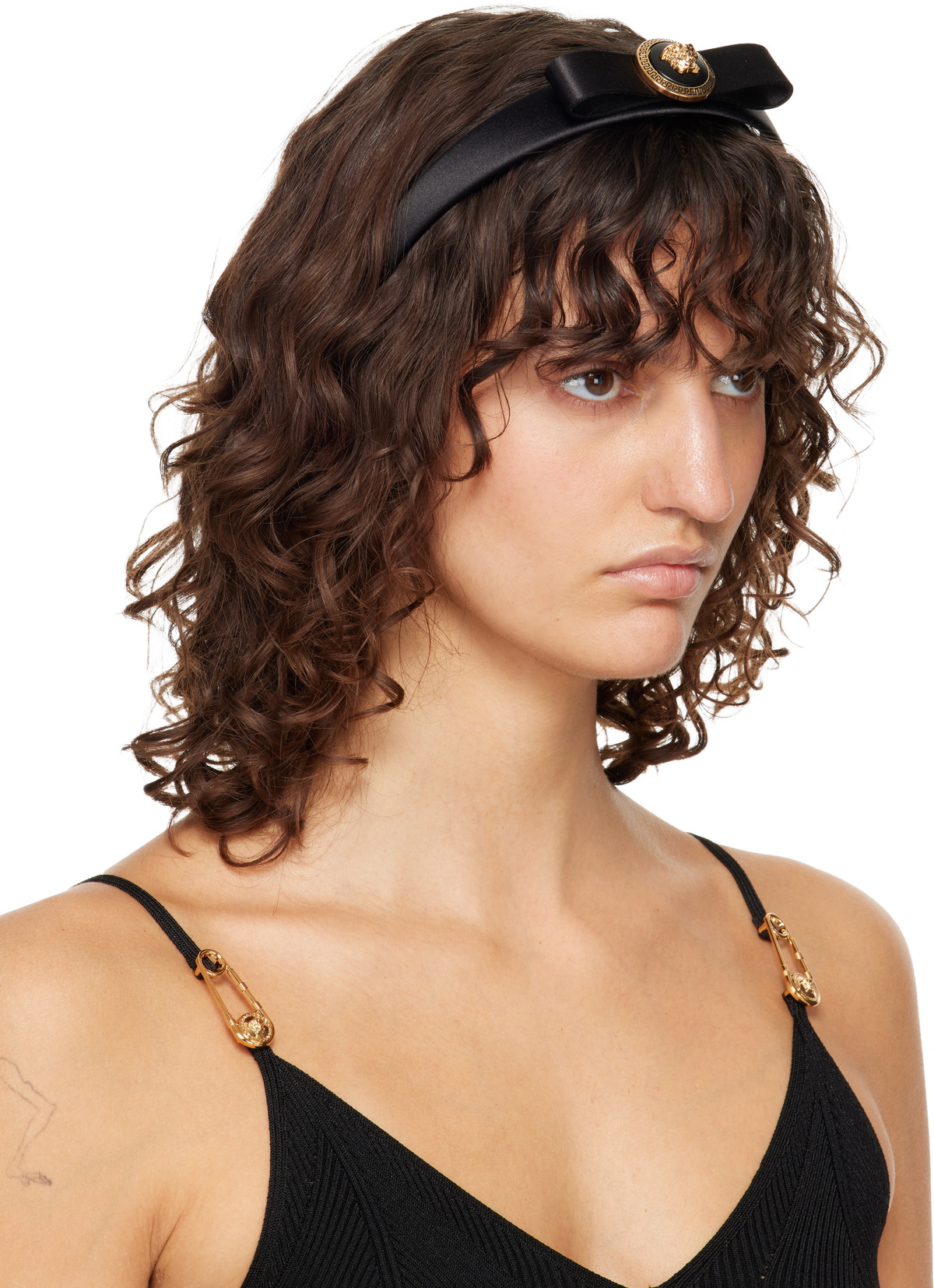 Versace Black Gianni Ribbon Headband