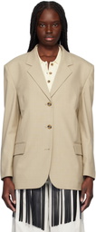 RECTO Beige Wool Blend Tailored Daddy Blazer