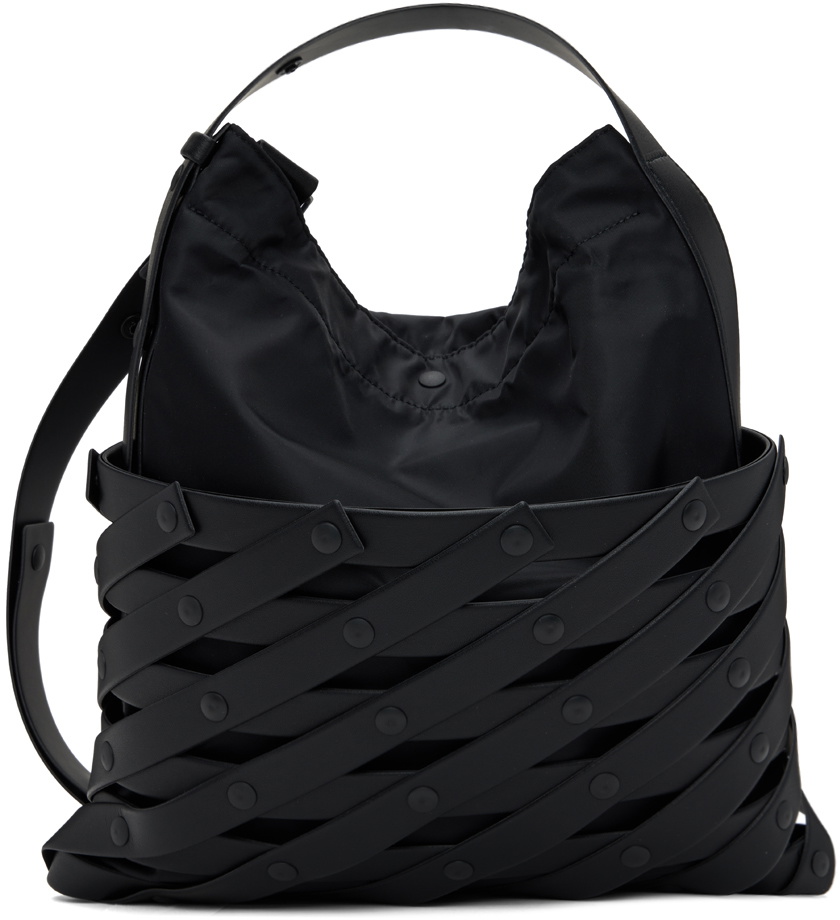 バッグ ISSEY MIYAKE SPIRAL GRID BLACK Issey Miyake Black Spiral Grid Bag Issey Miyake Men