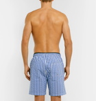 NN07 - Mid-Length Striped Cotton-Blend Seersucker Swim Shorts - Blue