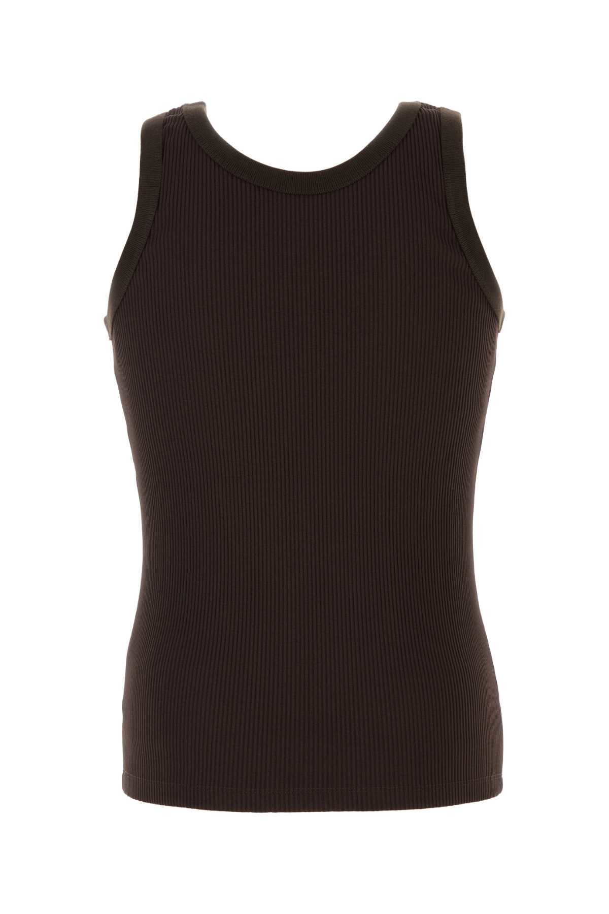 Fendi Brown Stretch Nylon Tank Top Fendi