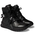 Balmain - B-Troop Webbing-Trimmed Leather Sneakers - Black
