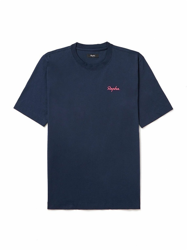 Photo: Rapha - Logo-Embroidered Cotton-Jersey Cycling T-Shirt - Blue
