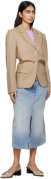 REMAIN Birger Christensen Beige Fitted Waist Blazer