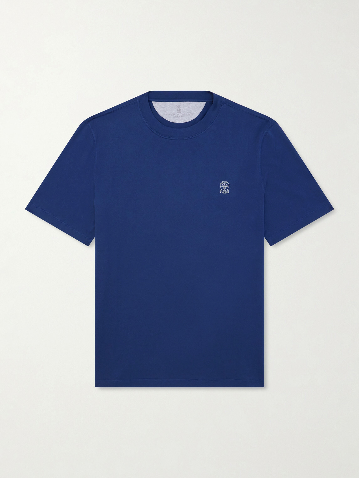 Brunello Cucinelli - Layered Logo-Print Cotton-Jersey T-Shirt - Blue