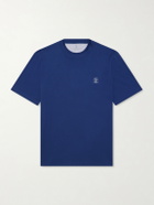 Brunello Cucinelli - Layered Logo-Print Cotton-Jersey T-Shirt - Blue