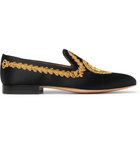 Versace - Embroidered Satin Loafers - Men - Black