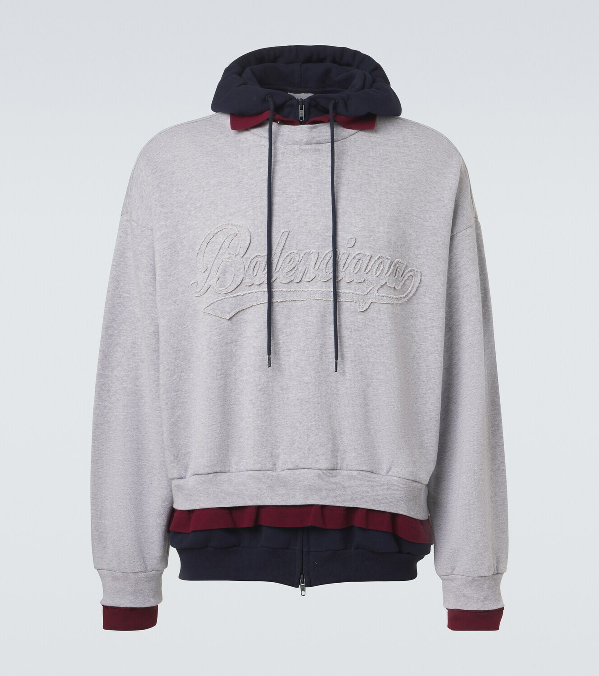 Balenciaga Logo layered cotton jersey hoodie