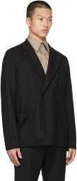 Harris Wharf London Black Wool Double-Breasted Blazer