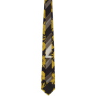 Dries Van Noten Black and Yellow Silk Graphic Tie