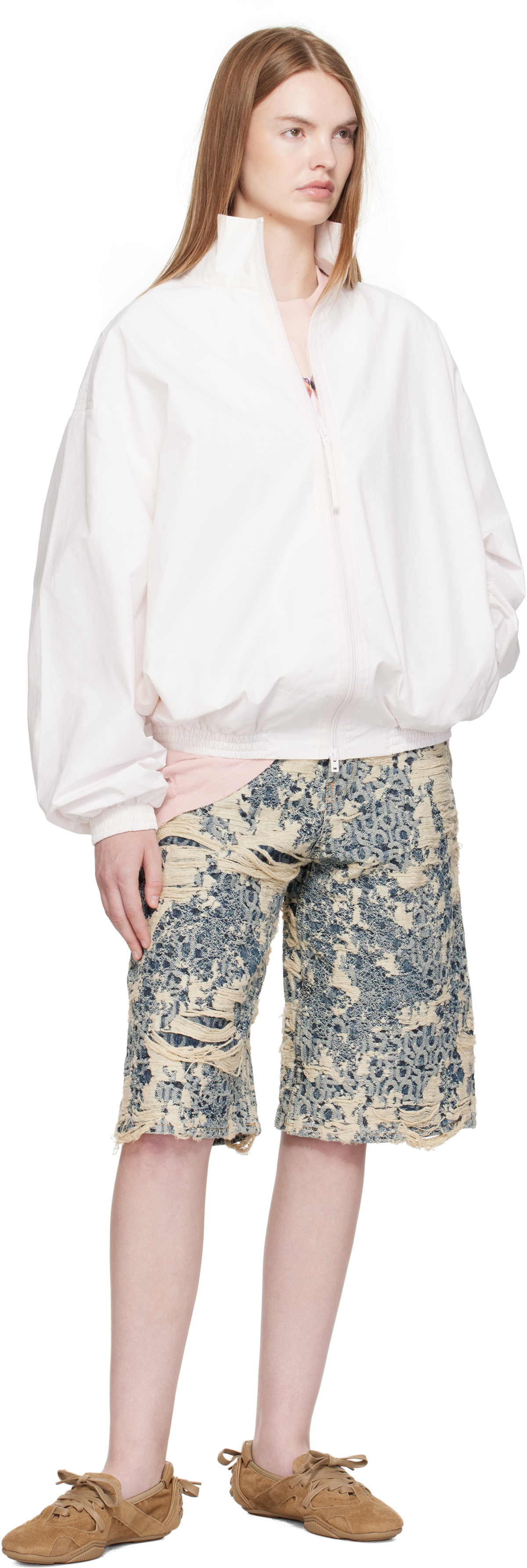 Acne Studios Blue Distressed Monogram Denim Shorts