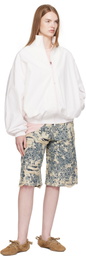Acne Studios Blue Distressed Monogram Denim Shorts