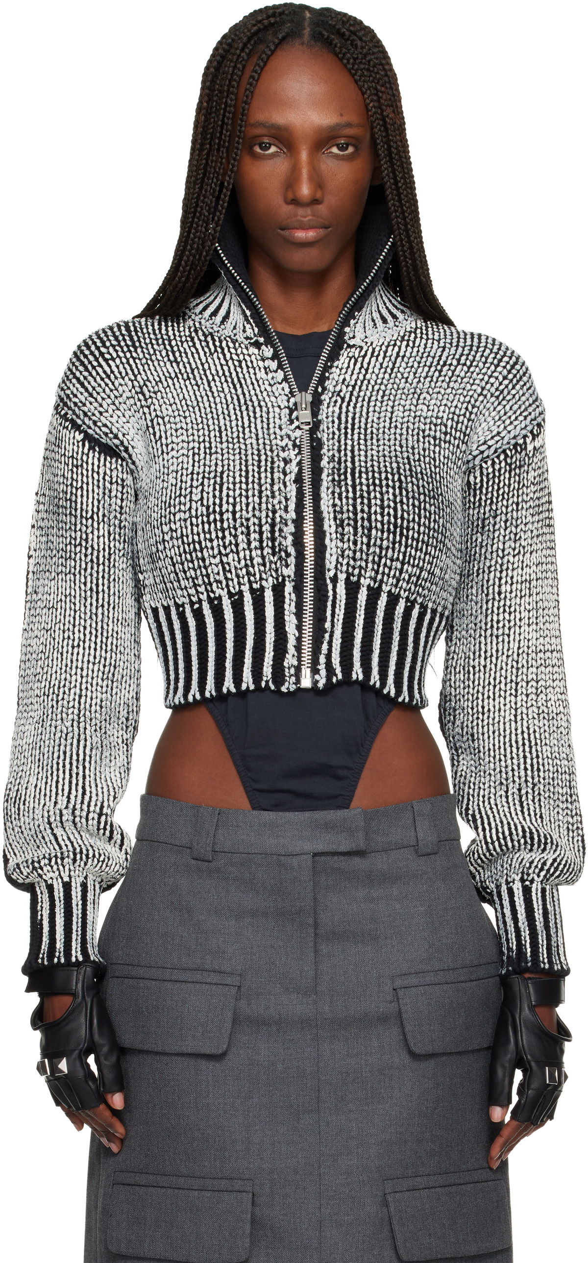 VAQUERA Black & White Zipper Cardigan