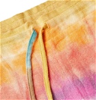 The Elder Statesman - Wacky Boomslang Tie-Dyed Wool, Cashmere and Cotton-Blend Drawstring Shorts - Orange