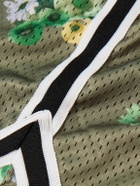 John Elliott - Rivalry Straight-Leg Webbing-Trimmed Floral-Print Mesh Shorts - Green