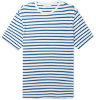 Officine Generale - Striped Cotton and Linen-Blend T-shirt - White