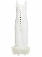 ALESSANDRA RICH - Velvet Midi Dress W/ Feathers