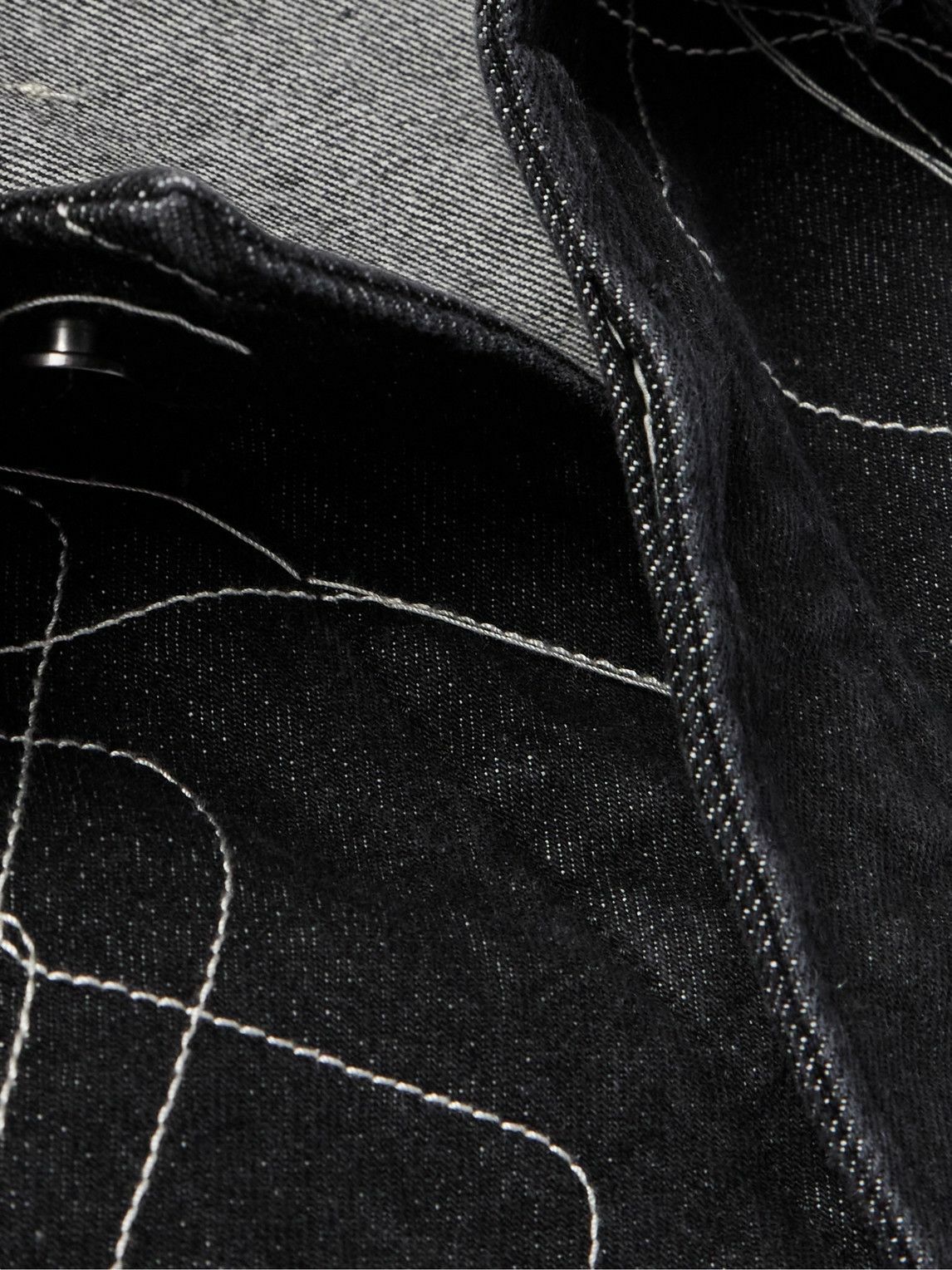 AIREI - Embroidered Organic Denim Jacket - Black