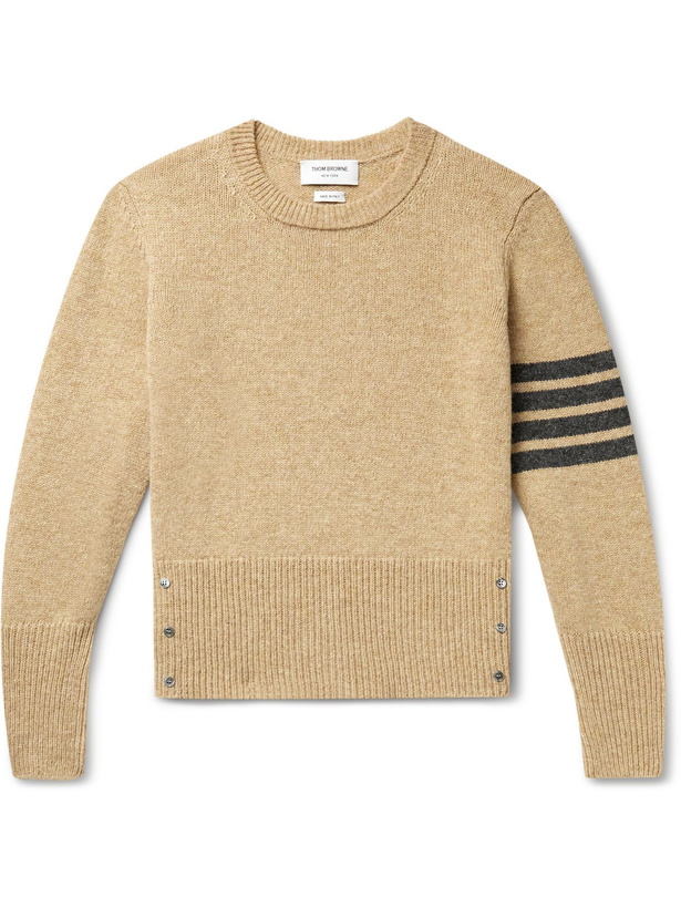 Photo: THOM BROWNE - Slim-Fit Striped Shetland Wool Sweater - Neutrals