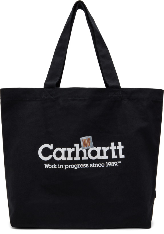 Photo: Carhartt Work In Progress Black Canvas Graphic Tote