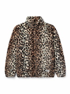 Wacko Maria - Leopard-Print Faux Fur Zip-Up Track Jacket - Neutrals