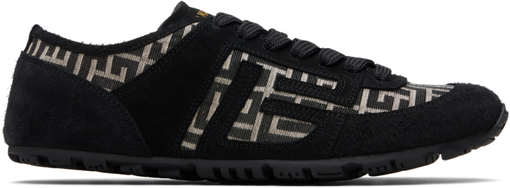 Photo: Balmain Black Racer 45 Monogram Jacquard Sneakers