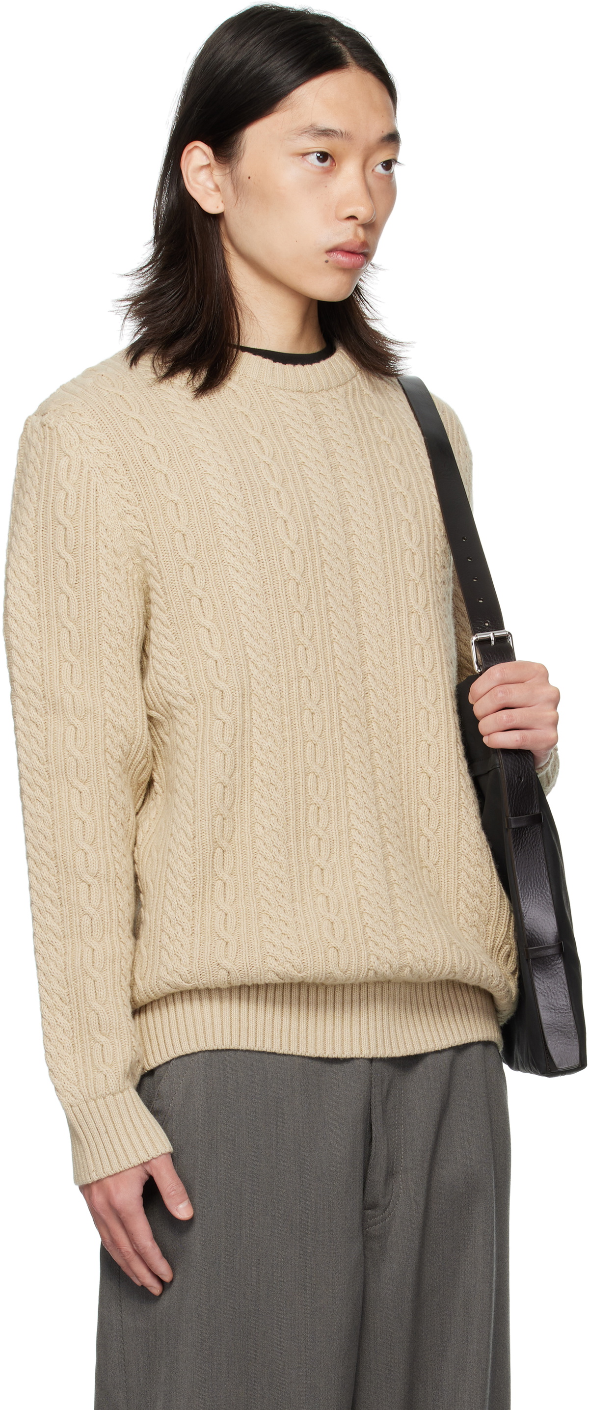 Barbour Beige Lowfen Cable-Knit Sweater