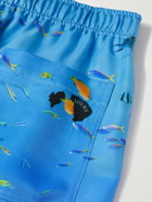 Loewe - Straight-Leg Printed Silk-Faille Drawstring Shorts - Blue