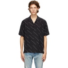 Saint Laurent Black Diagonal Stripe Short Sleeve Shirt