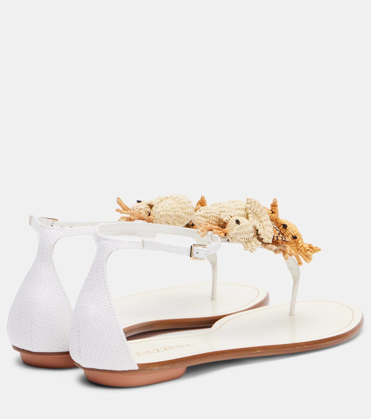 Aquazzura Marea raffia and leather thong sandals