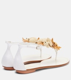 Aquazzura Marea raffia and leather thong sandals