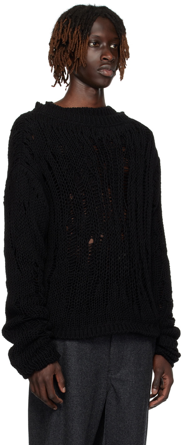 AIREI Black Double Layer Sweater